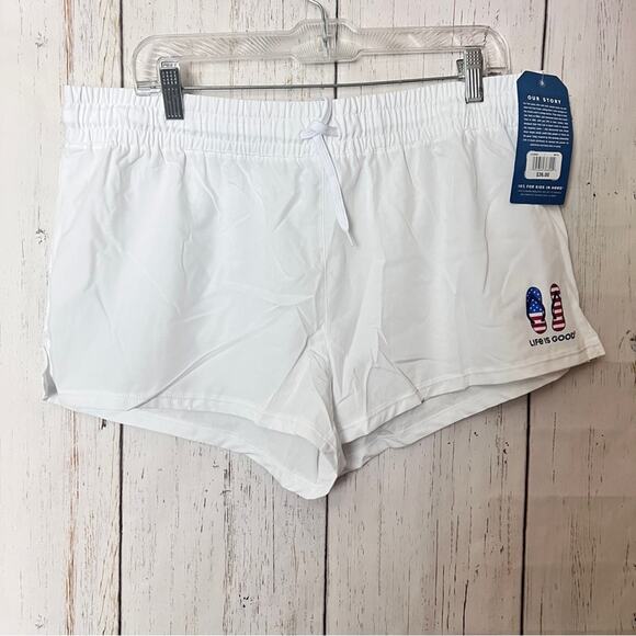 Life Is Good White Summer Style Drawstring American Flag Sandals Graphic Sz L - Picture 8 of 15